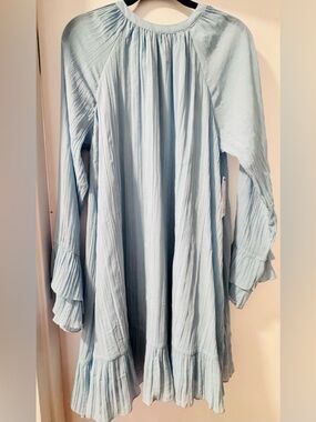 Time and Tru Light Blue Pleated Ruffle Long Sleeve Dress size 8/10(M)